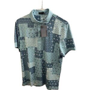 G/Fore Golf Polo Shirt Mens Large All Over Print New Boro Patch Tech Pique
